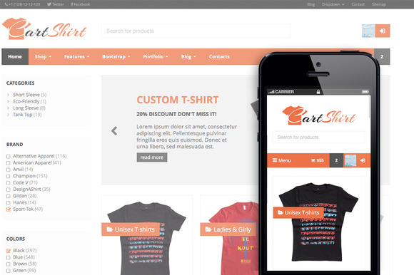 Bootstrap theme CartShirt - ecommerce theme