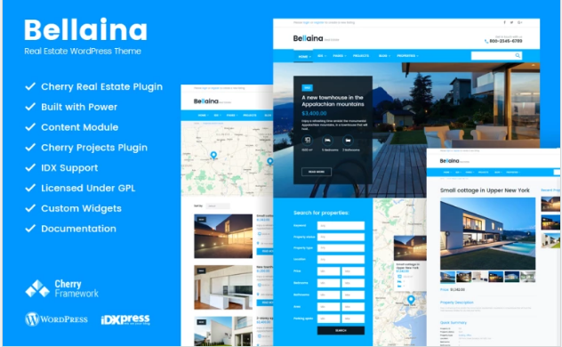 Bootstrap theme Bellaina - Real Estate Responsive WordPress Theme