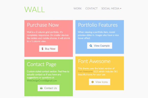 Bootstrap template Wall - Responsive Portfolio theme